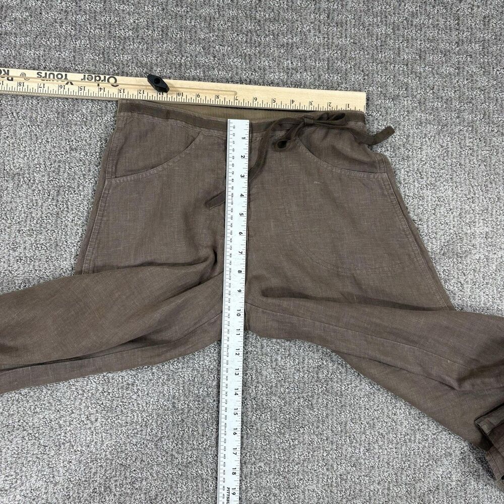 Kleen Pants Women XS Brown Linen Wide Leg Cropped Capsule Lagenlook Boho Granola - Picture 5 of 8